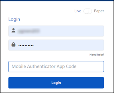 Entering authenticaion code using the Mobile Authenticator App